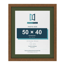 Dark Oak 60 x 50 cm picture frame with a green mount for a 50 x 40 cm photo