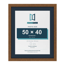 Dark Oak 60 x 50 cm picture frame with a Pacific Blue mount for a 50 x 40 cm photo