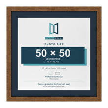 Dark Oak 60 x 60 cm picture frame with a Pacific Blue mount for a 50 x 50 cm photo
