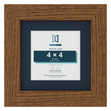 Dark Oak 6 x 6 inch picture frame with a Pacific Blue mount for a 4 x 4 inch photo