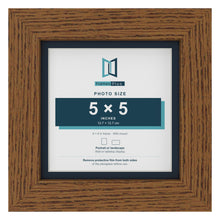 Dark Oak 6 x 6 inch picture frame with a Pacific Blue mount for a 5 x 5 inch photo
