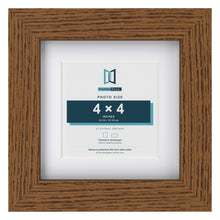 Dark Oak 6 x 6 inch picture frame with a white mount for a 4 x 4 inch photo