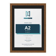 Dark Oak 70 x 50 cm picture frame with a black mount for an A2 photo