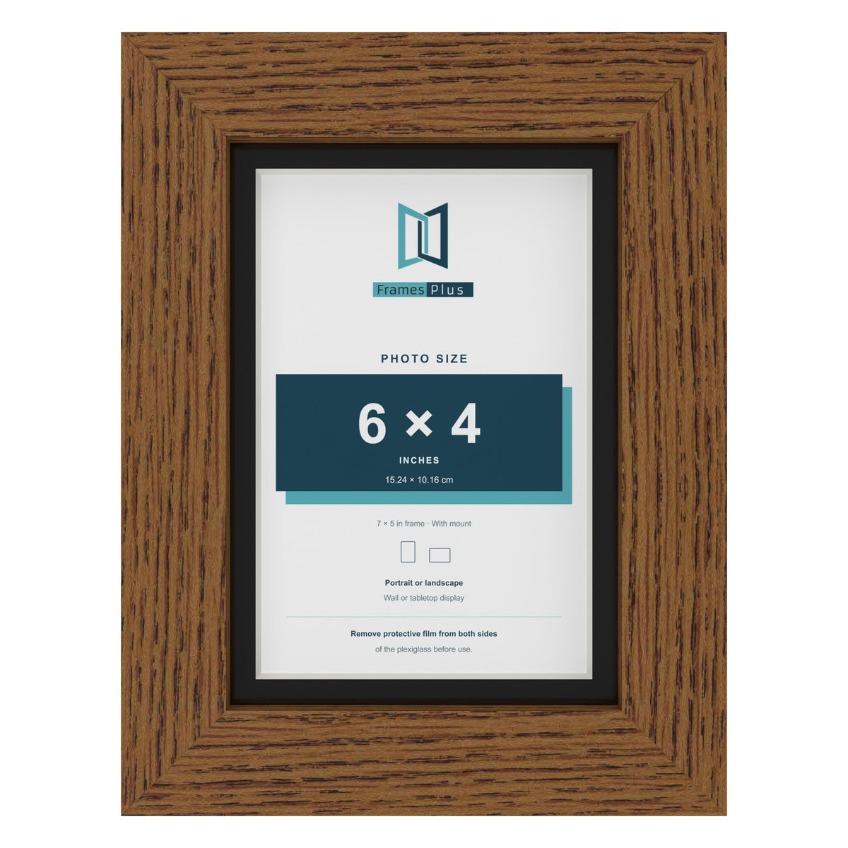 Dark Oak 7 x 5 inch picture frame with a black mount for a 6 x 4 inch photo