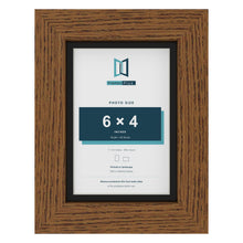 Dark Oak 7 x 5 inch picture frame with a black mount for a 6 x 4 inch photo