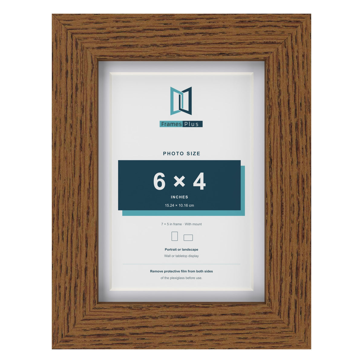 Dark Oak 7 x 5 inch picture frame with a white mount for a 6 x 4 inch photo
