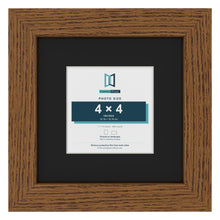 Dark Oak 7 x 7 inch picture frame with a black mount for a 4 x 4 inch photo
