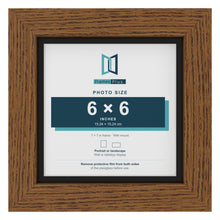 Dark Oak 7 x 7 inch picture frame with a black mount for a 6 x 6 inch photo
