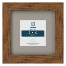 Dark Oak 7 x 7 inch picture frame with a Dawn Grey mount for a 4 x 4 inch photo