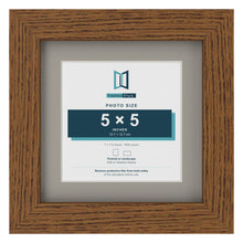 Dark Oak 7 x 7 inch picture frame with a Dawn Grey mount for a 5 x 5 inch photo