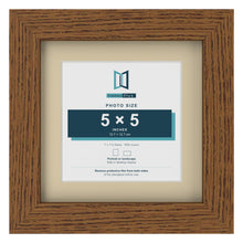 Dark Oak 7 x 7 inch picture frame with an ivory mount for a 5 x 5 inch photo