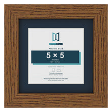 Dark Oak 7 x 7 inch picture frame with a Pacific Blue mount for a 5 x 5 inch photo