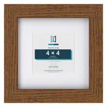 Dark Oak 7 x 7 inch picture frame with a white mount for a 4 x 4 inch photo