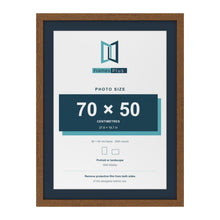 Dark Oak 80 x 60 cm picture frame with a Pacific Blue mount for a 70 x 50 cm photo
