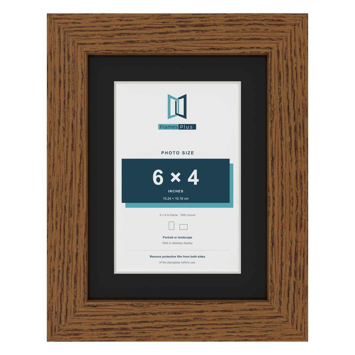 Dark Oak 8 x 6 inch picture frame with a black mount for a 6 x 4 inch photo