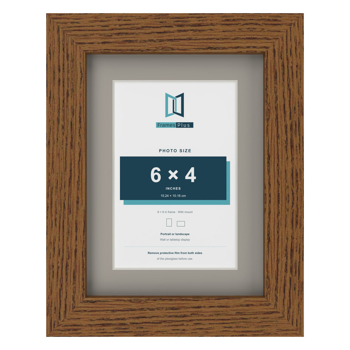 Dark Oak 8 x 6 inch picture frame with a Dawn Grey mount for a 6 x 4 inch photo