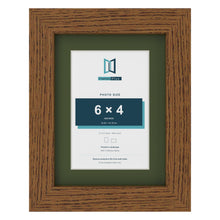 Dark Oak 8 x 6 inch picture frame with a green mount for a 6 x 4 inch photo