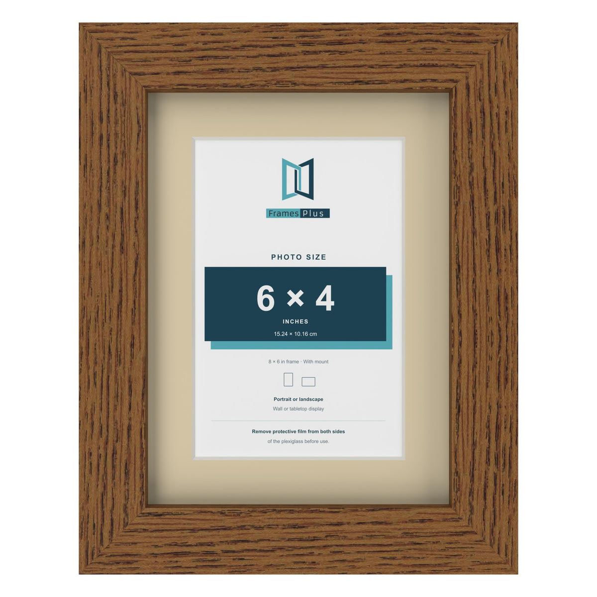 Dark Oak 8 x 6 inch picture frame with an ivory mount for a 6 x 4 inch photo