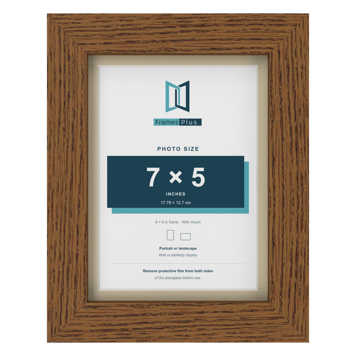 Dark Oak 8 x 6 inch picture frame with an ivory mount for a 7 x 5 inch photo