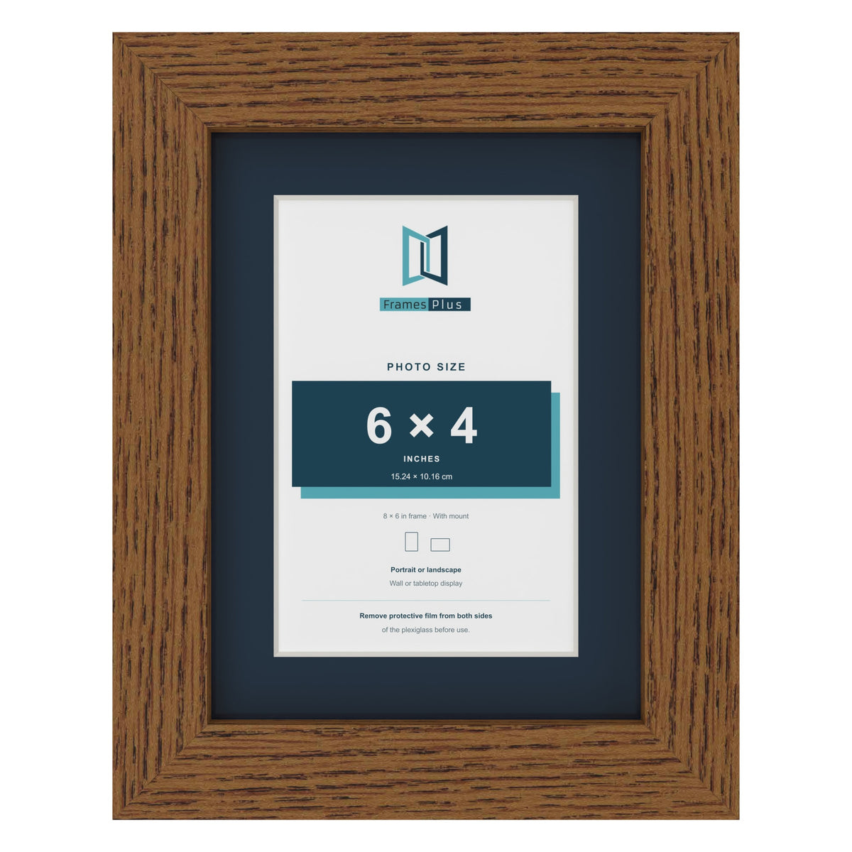 Dark Oak 8 x 6 inch picture frame with a Pacific Blue mount for a 6 x 4 inch photo
