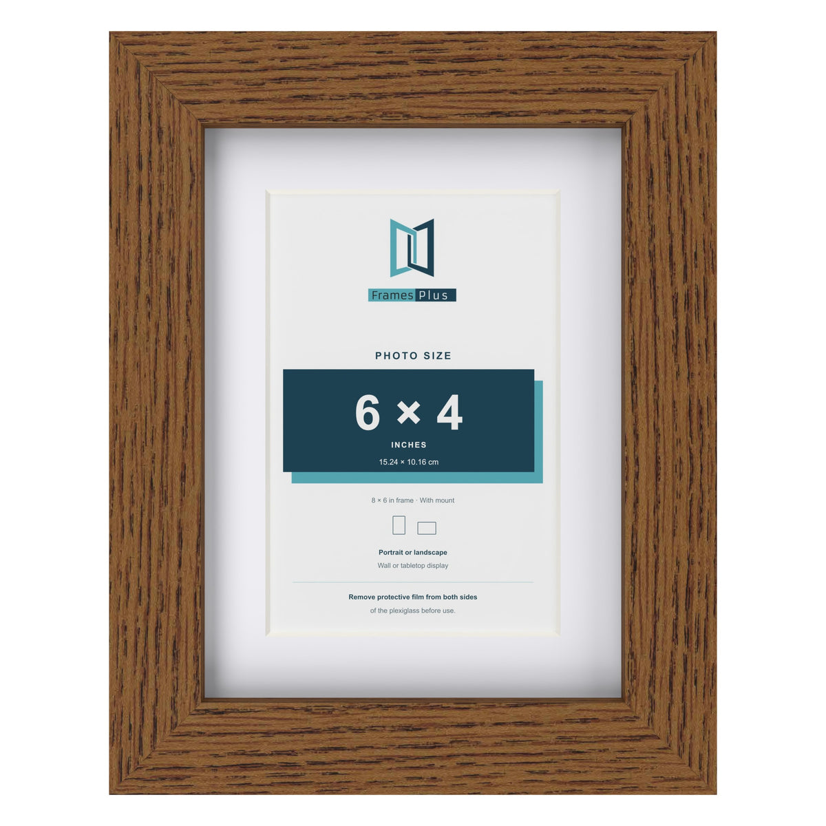 Dark Oak 8 x 6 inch picture frame with a white mount for a 6 x 4 inch photo