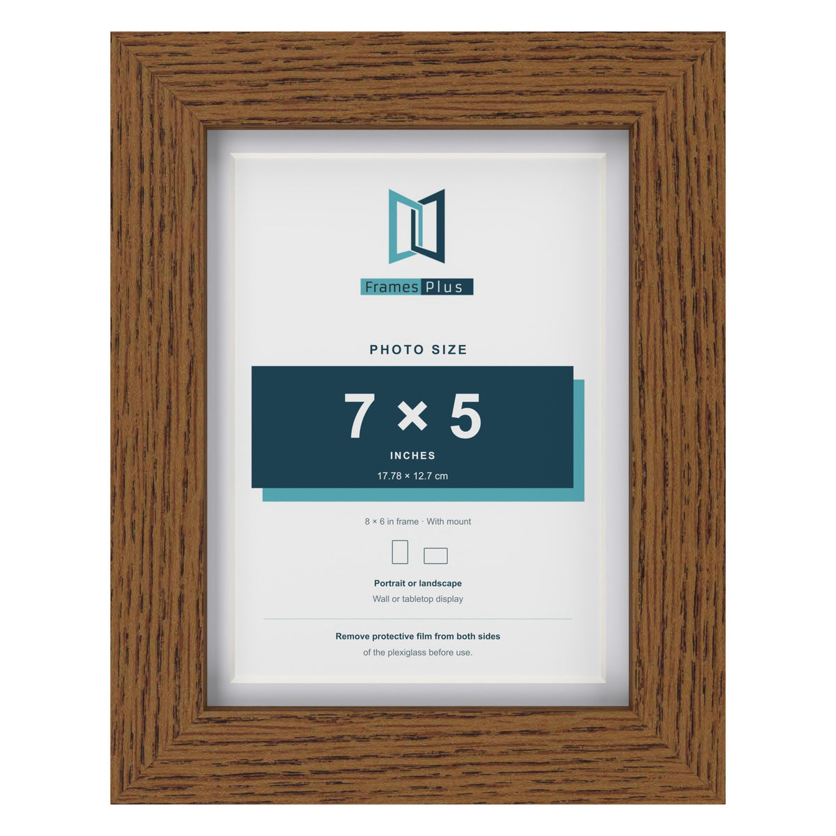 Dark Oak 8 x 6 inch picture frame with a white mount for a 7 x 5 inch photo