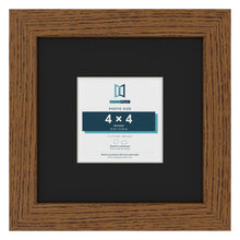 Dark Oak 8 x 8 inch picture frame with a black mount for a 4 x 4 inch photo