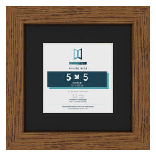 Dark Oak 8 x 8 inch picture frame with a black mount for a 5 x 5 inch photo
