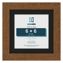 Dark Oak 8 x 8 inch picture frame with a black mount for a 6 x 6 inch photo
