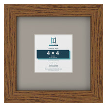 Dark Oak 8 x 8 inch picture frame with a Dawn Grey mount for a 4 x 4 inch photo
