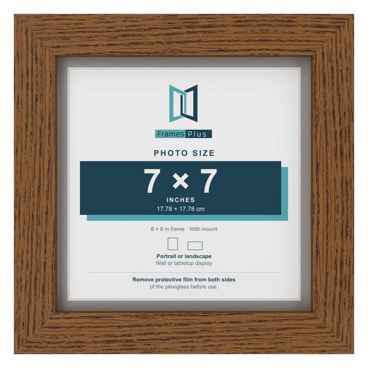 Dark Oak 8 x 8 inch picture frame with a Dawn Grey mount for a 7 x 7 inch photo
