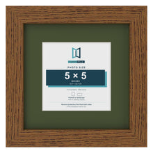 Dark Oak 8 x 8 inch picture frame with a green mount for a 5 x 5 inch photo