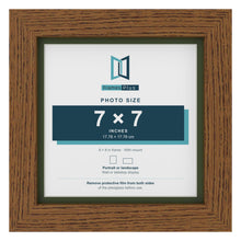 Dark Oak 8 x 8 inch picture frame with a green mount for a 7 x 7 inch photo