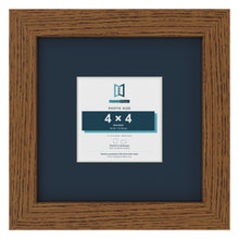 Dark Oak 8 x 8 inch picture frame with a Pacific Blue mount for a 4 x 4 inch photo
