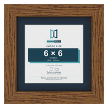 Dark Oak 8 x 8 inch picture frame with a Pacific Blue mount for a 6 x 6 inch photo