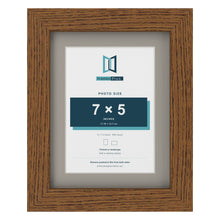 Dark Oak 9 x 7 inch picture frame with a Dawn Grey mount for a 7 x 5 inch photo
