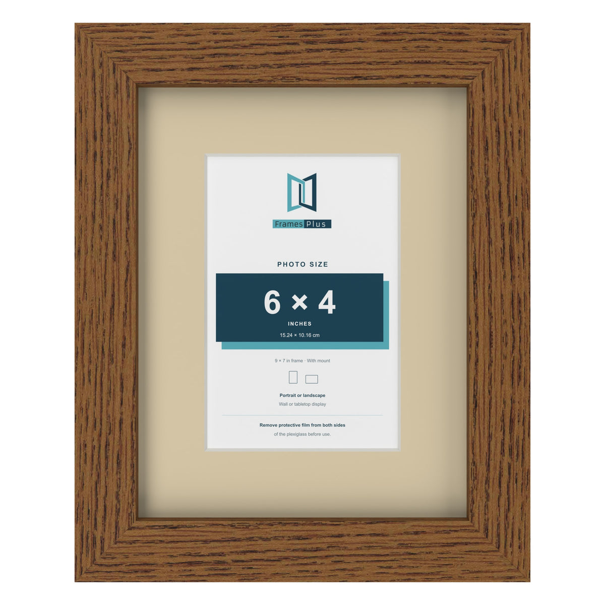 Dark Oak 9 x 7 inch picture frame with an ivory mount for a 6 x 4 inch photo