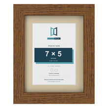 Dark Oak 9 x 7 inch picture frame with an ivory mount for a 7 x 5 inch photo