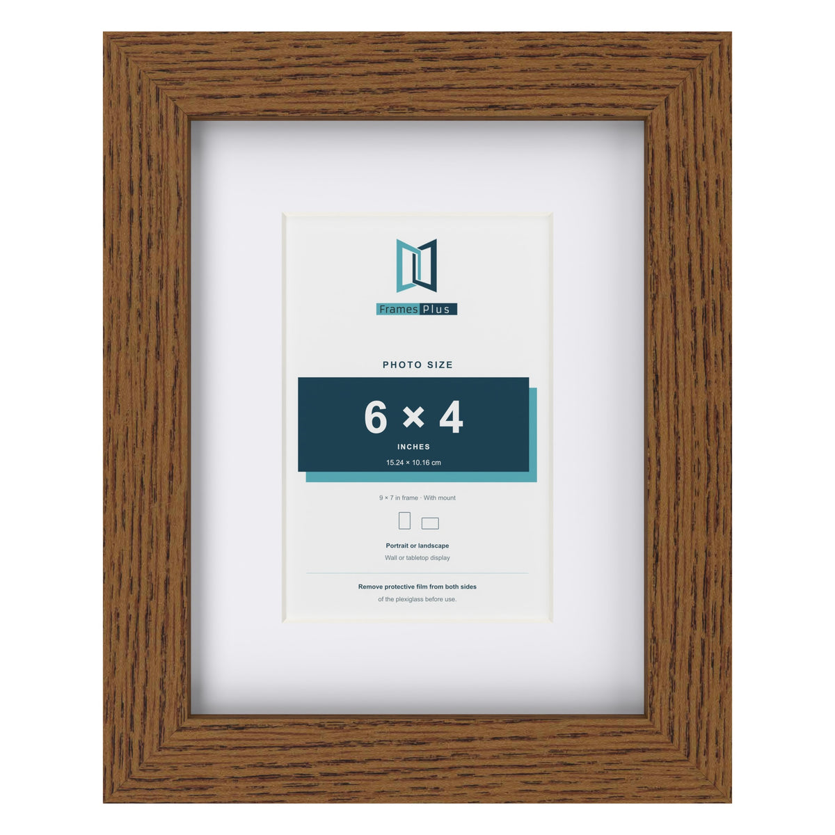 Dark Oak 9 x 7 inch picture frame with a white mount for a 6 x 4 inch photo
