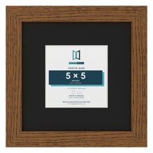 Dark Oak 9 x 9 inch picture frame with a black mount for a 5 x 5 inch photo