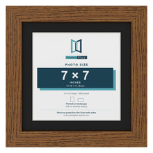 Dark Oak 9 x 9 inch picture frame with a black mount for a 7 x 7 inch photo