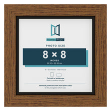 Dark Oak 9 x 9 inch picture frame with a black mount for an 8 x 8 inch photo