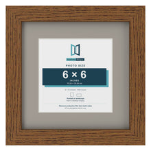 Dark Oak 9 x 9 inch picture frame with a Dawn Grey mount for a 6 x 6 inch photo