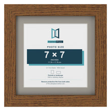 Dark Oak 9 x 9 inch picture frame with a Dawn Grey mount for a 7 x 7 inch photo