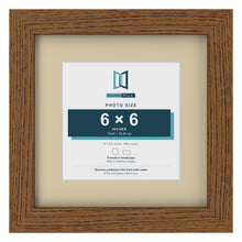 Dark Oak 9 x 9 inch picture frame with an ivory mount for a 6 x 6 inch photo