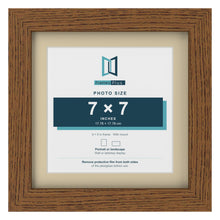 Dark Oak 9 x 9 inch picture frame with an ivory mount for a 7 x 7 inch photo