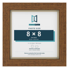 Dark Oak 9 x 9 inch picture frame with an ivory mount for an 8 x 8 inch photo