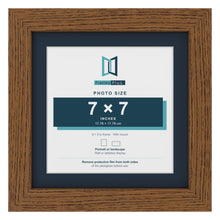 Dark Oak 9 x 9 inch picture frame with a Pacific Blue mount for a 7 x 7 inch photo