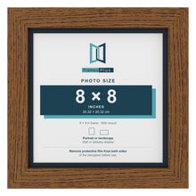 Dark Oak 9 x 9 inch picture frame with a Pacific Blue mount for an 8 x 8 inch photo