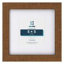 Dark Oak 9 x 9 inch picture frame with a white mount for a 5 x 5 inch photo